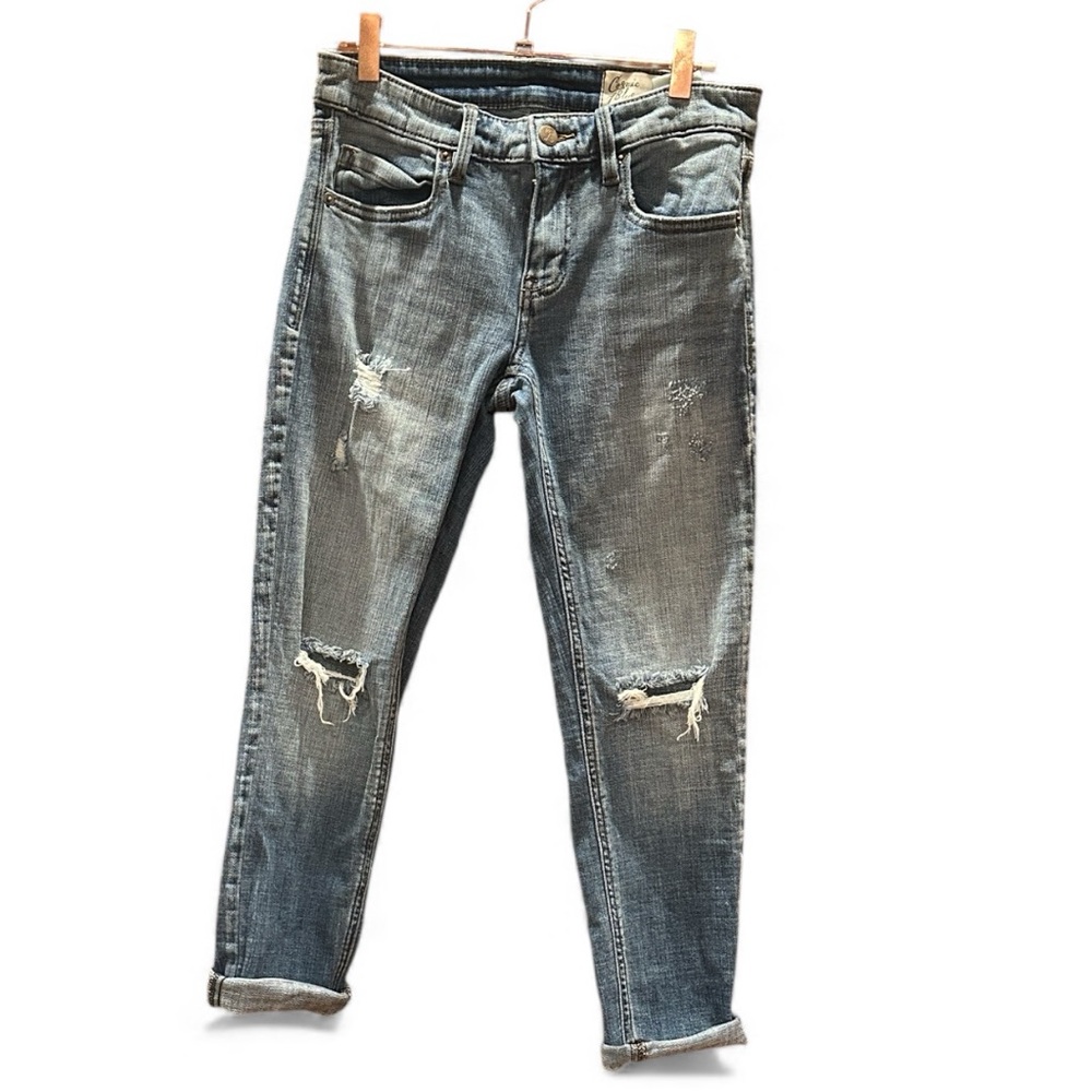 Cosmic Blue Love Distressed Blue Boyfriend Jeans 26